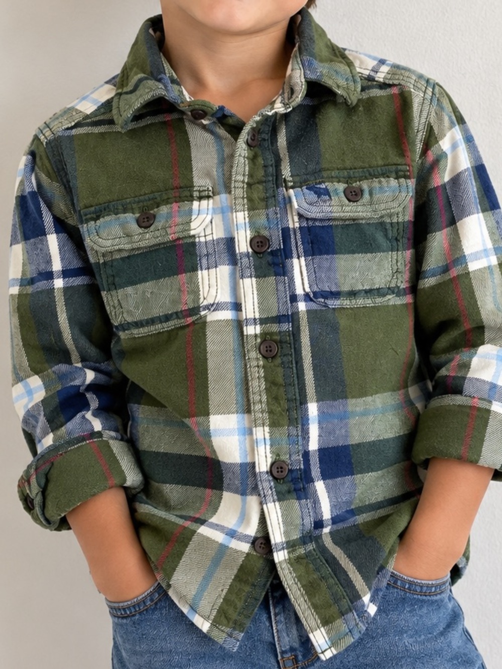 Abercrombie & Fitch Kids flannel Multicolor Plaid Button Down Shirt boys small